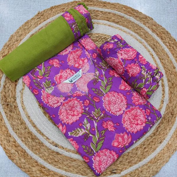 Pure 60/60 Cotton Straight Top Bottom & Dupatta Set | CO93
