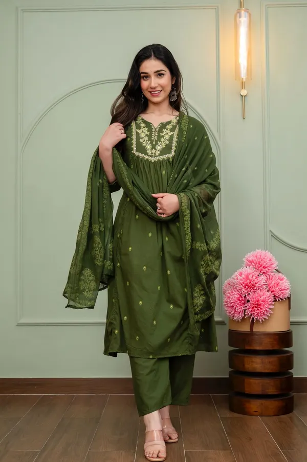 Premium 60×60 Cotton Top Bottom Dupatta Set | TS3005