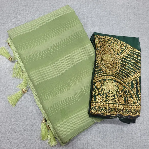 Fancy Plain Sarees with heavy work blouse | SR158
