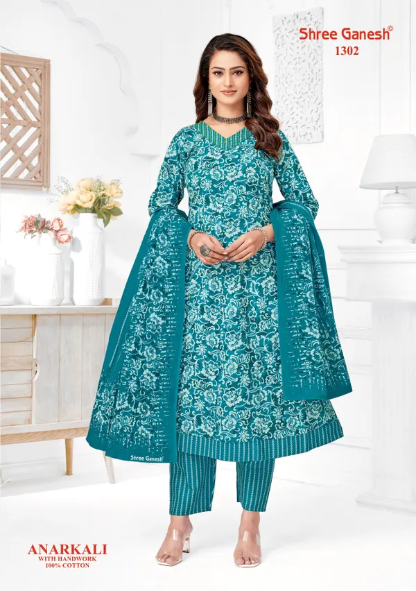 Sree Ganesh Panel Anarkali Kurti with Bottom & Dupatta Set | TS2275
