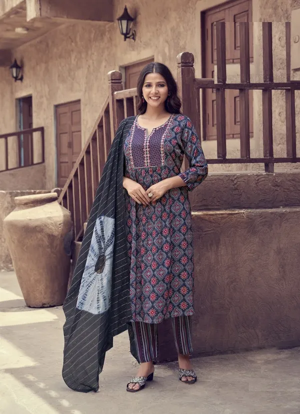 Premium Rayon Top–Bottom–Dupatta Set | TS2527