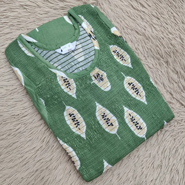 Premium Cotton Smocked Maxi Gown With Side pocket | MG77