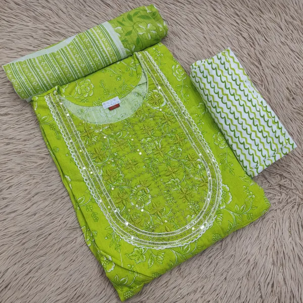 Cotton Anarkali Top Bottom Dupatta Set | TS3029