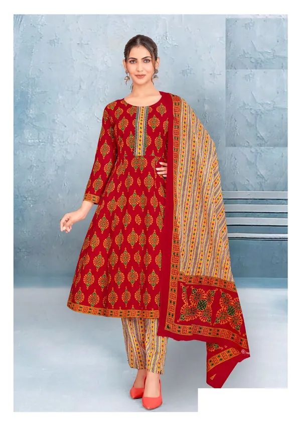 Pure Cotton Anarkali Kurti Set with Bottom & Dupatta | TS2301