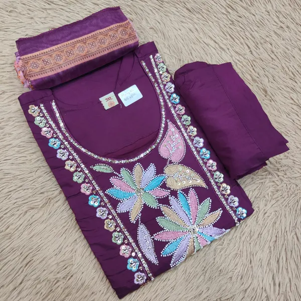 Premium Top Bottom Dupatta Set – Kolkata Style Handwork  | TS2207