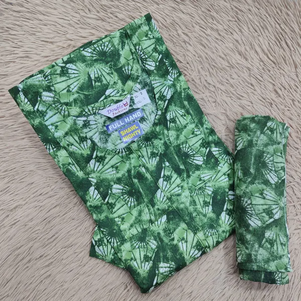 Premium Cotton Full Hand Nighty with Matching Shawl | NT3229