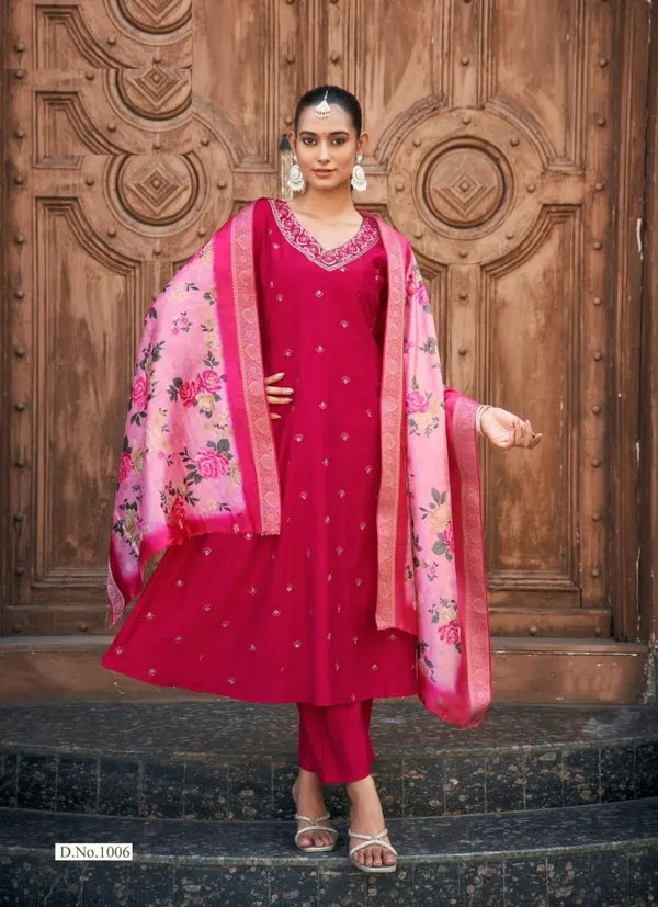Heavy Gadhwal Dyed A-Line Top Bottom Dupatta Set | TS3650
