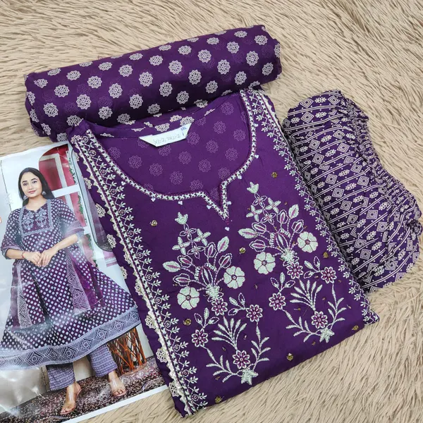 Premium Rayon Anarkali Top Bottom Dupatta Set | TS2027