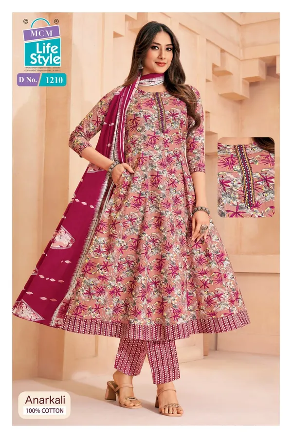 Premium Cotton Panel Anarkali Top Bottom & Dupatta | MA1210