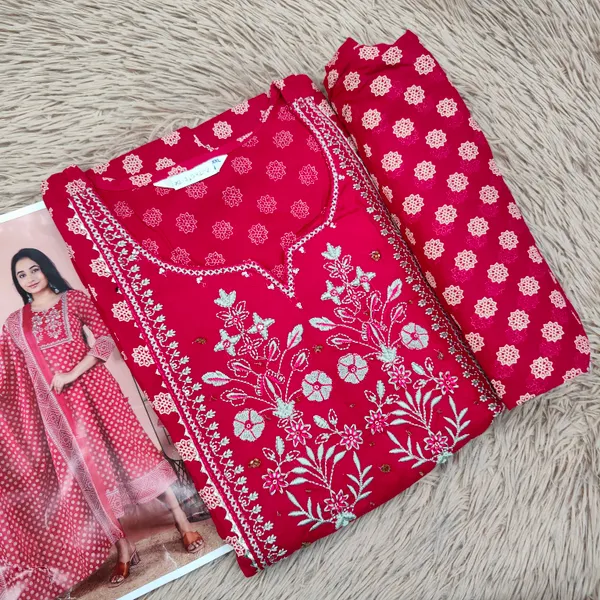 Premium Rayon Cotton Kurti with Dupatta Set | KS887