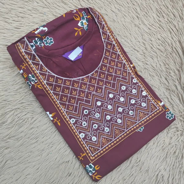 Pure Cotton Embroidered Nighty |NT3252