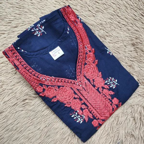 Pure Cotton Embroidery Nighty Fully Overlocked | NT2535
