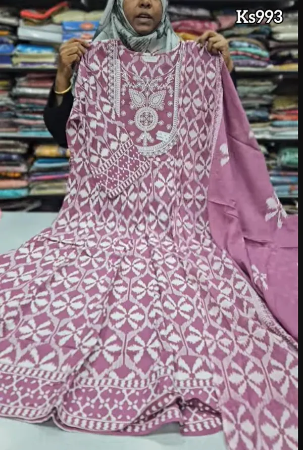 Rayon Anarkali Kurti with Dupatta set | KS993