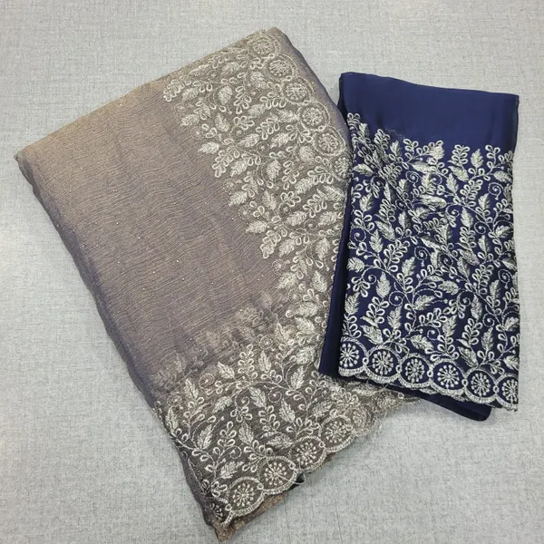 Heavy Fendy Border Saree with Contrast Blouse | SR166