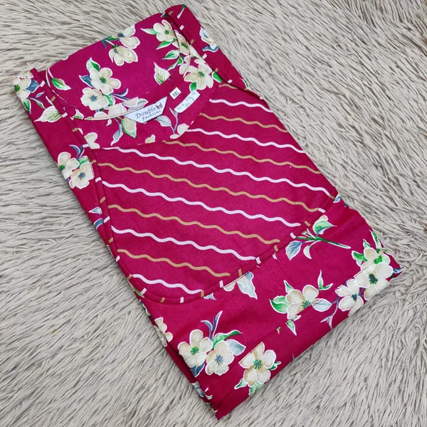 Premium Cotton Frock  Nighty with Adjustable Rope & Side Pocket | NT3370