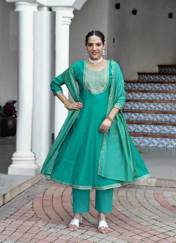 Premium Vatican Anarkali Top Bottom Dupatta Set | TS2523