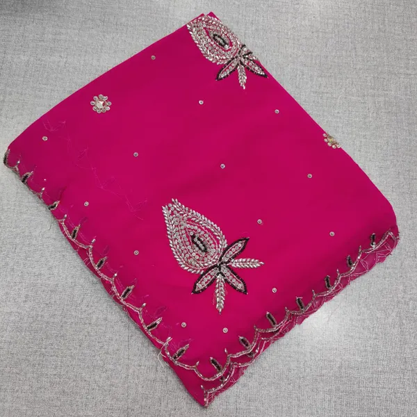 Plain chiffon Saree with Culcatta handwork | SR216