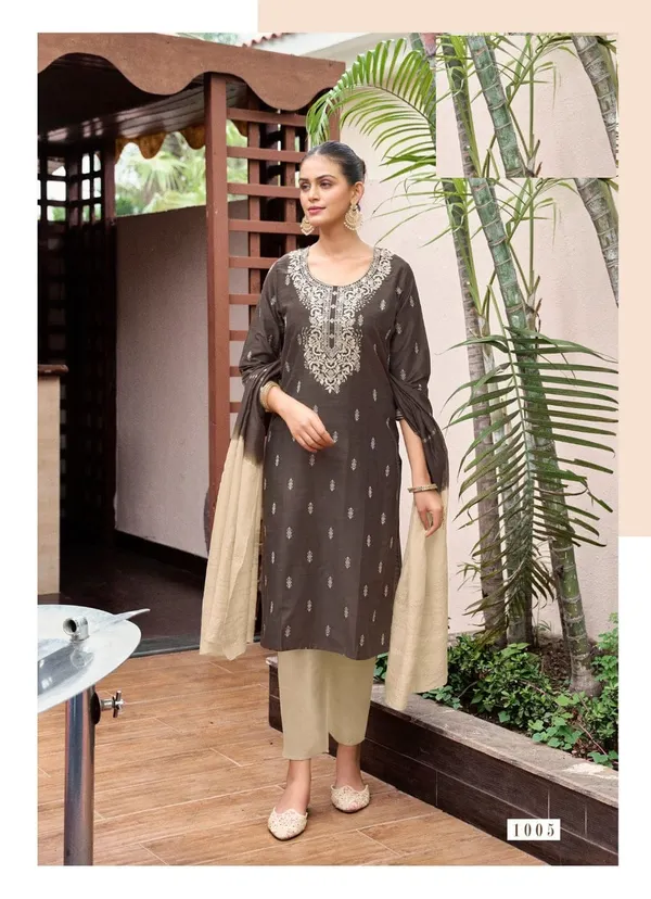 Premium Heavy Silk Embroidered Suit Set with Chanderi Dupatta | TS2177