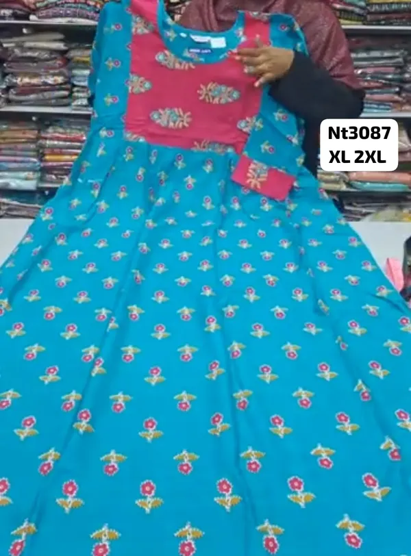 Full Hand Premium Frock Style Nighty } NT3087