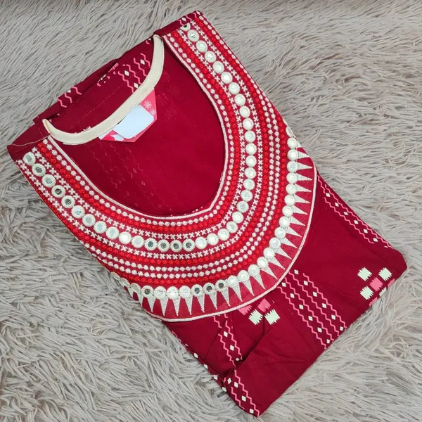Ajrak Cotton | Embroidery Nighty | NT1376