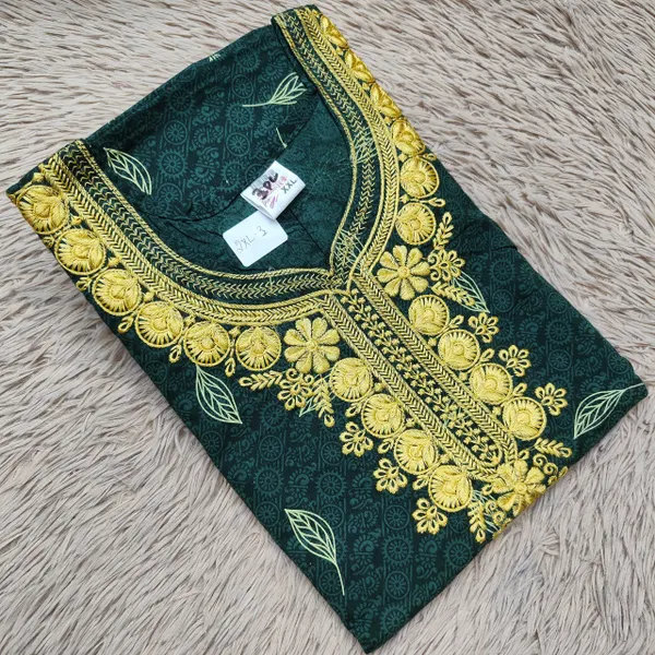 Pure Cotton Embroidery Nighty Fully Overlocked | NT2540