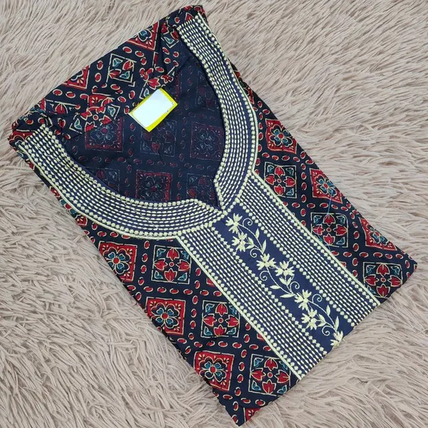 Ajrak Cotton | Embroidery Nighty | NT1386