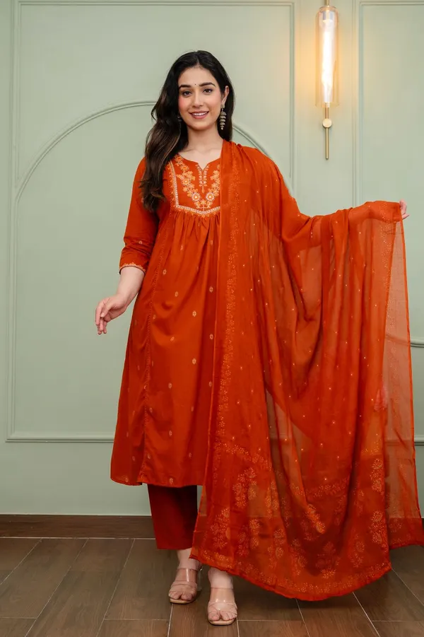 Premium 60×60 Cotton Top Bottom Dupatta Set | TS3004