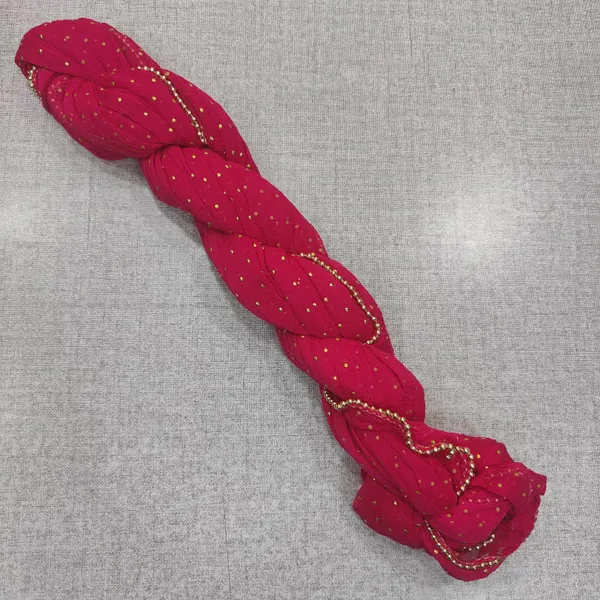 Heavy Chiffon Dupatta with Foil and 4 side beads work | FD23