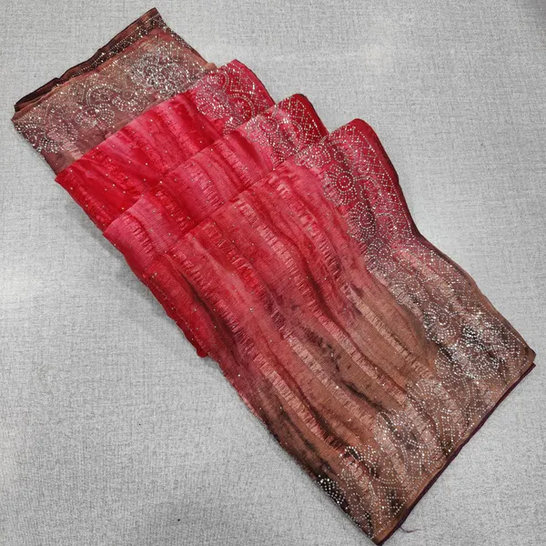 Popcorn Bandhej Style Saree with Stone Work | SR78