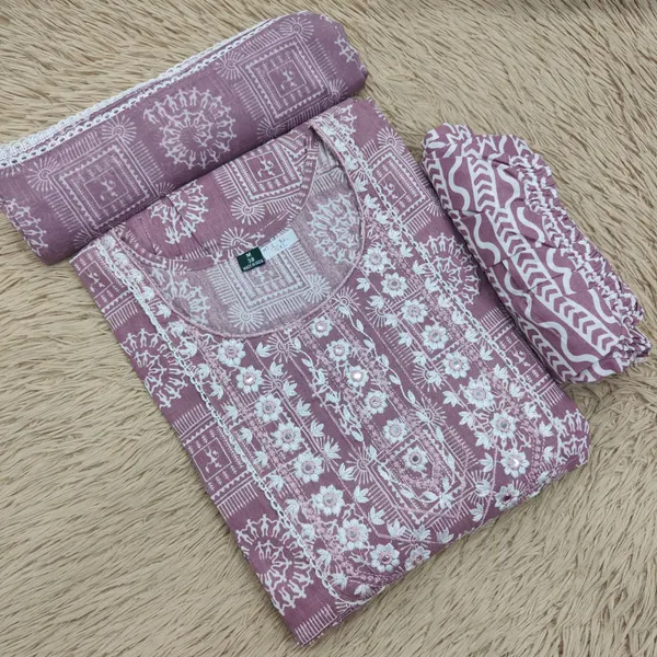 Cotton Anarkali Top Bottom Dupatta Set | TS3045