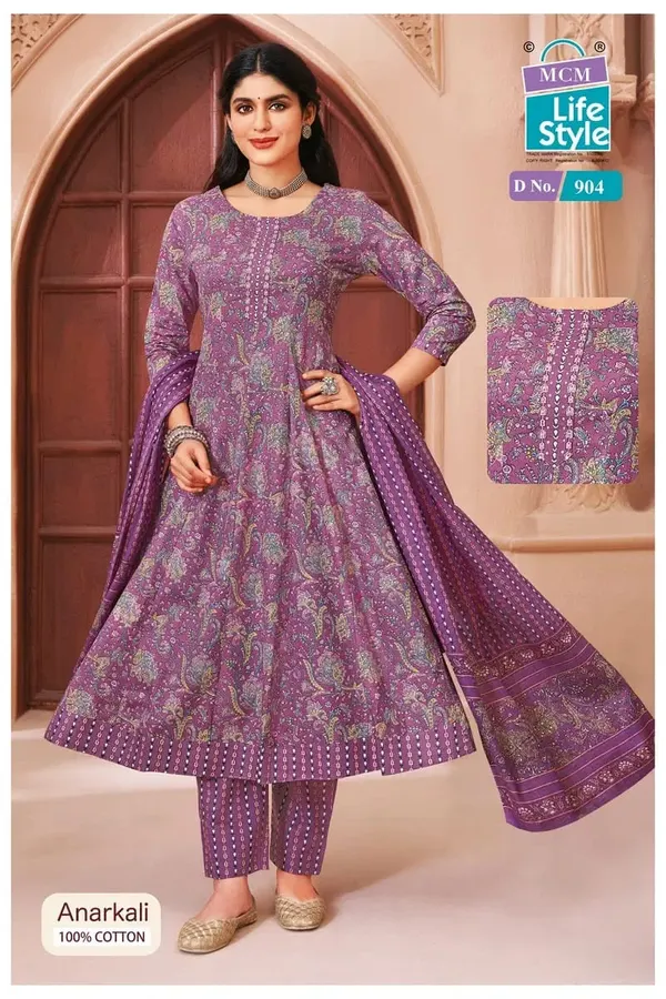 Premium Cotton Panel Anarkali Top Bottom & Dupatta  | SW904