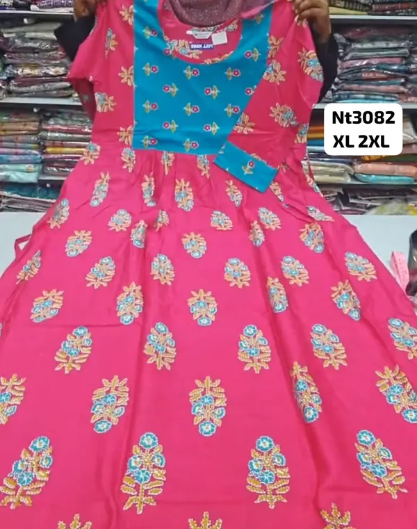 Full Hand Premium Frock Style Nighty } NT3082