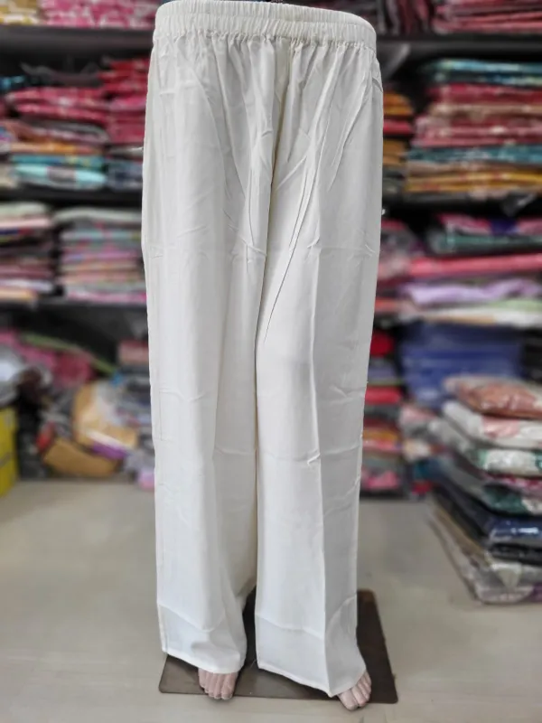 Premium Palazzo Pants with Pocket | 41" Length  | PZ09 (HALF WHITE)