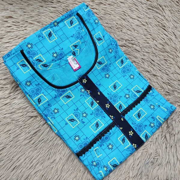 Premium Cotton Lace Work Nighty | NT2551