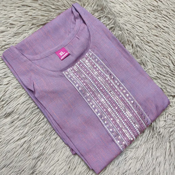 Premium Dual Tone Cotton Zari Embroidery Straight Kurti with Side Cut | SD54