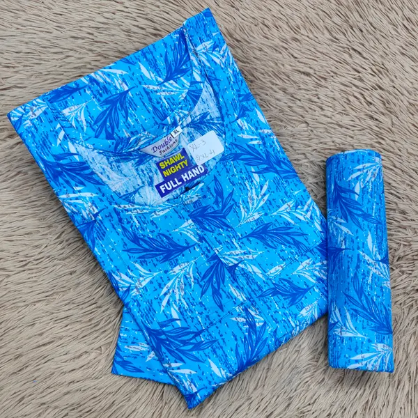 Premium Cotton Full Hand Nighty with Matching Shawl | NT2683
