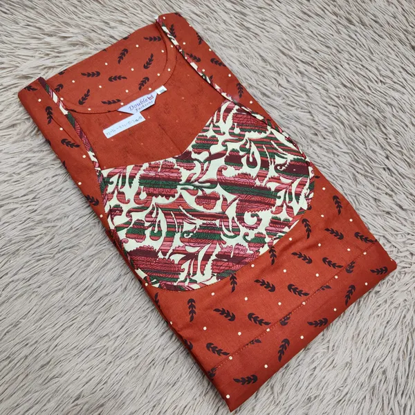 Premium Cotton Frock Style Nighty with Adjustable Rope & Side Pocket | NT3543