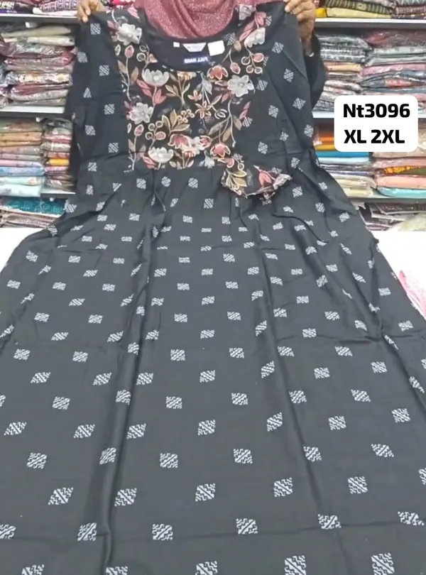 Full Hand Premium Frock Style Nighty } NT3096