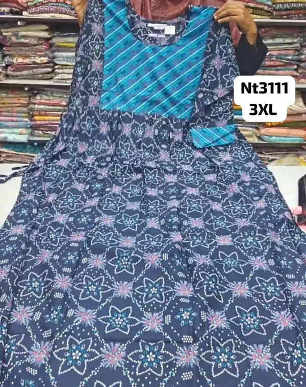 Full Hand Premium Frock Style Nighty } NT3111