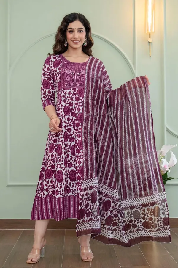 Premium Rayon Anarkali Kurti with Dupatta | KS968
