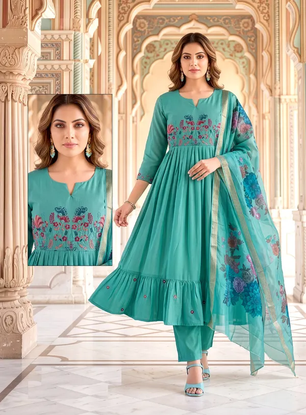 Roman Cotton Umbrella Top Bottom Dupatta | TS3775