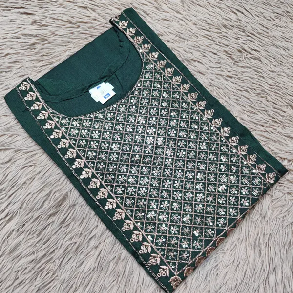 Dual Tone Cotton Zari Embroidery Straight Kurti with Side Cut |SD44