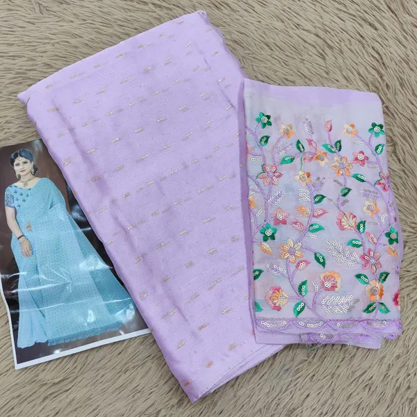 Soft Moss Chiffon Saree with Dew Drop Foil Butta | SR34