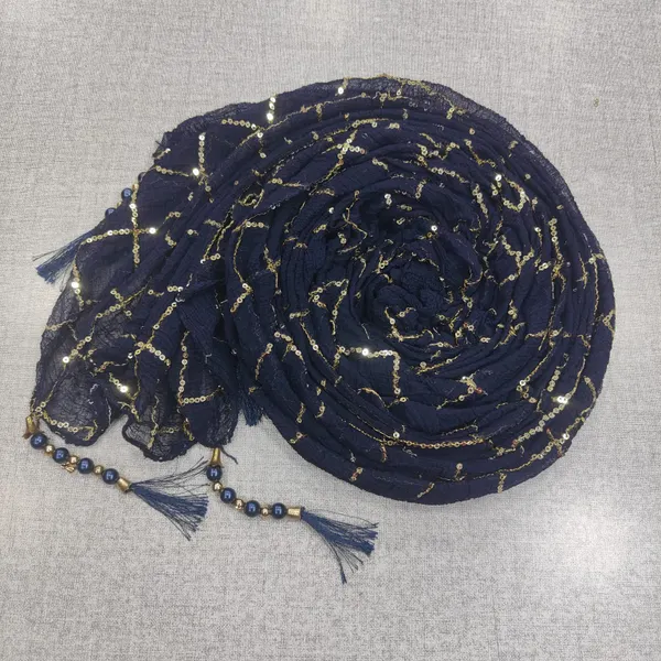 Soft marble Chiffon 2mtr Sequin Shawl | SQ06