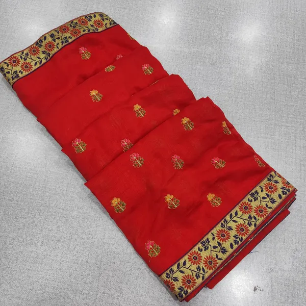 Vichitra Silk embroidery border saree | SR280