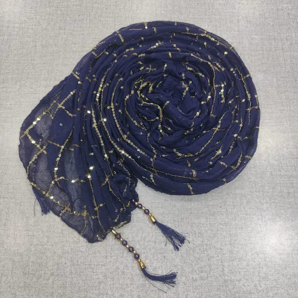 Soft marble Chiffon 2mtr Sequin Shawl | SQ11