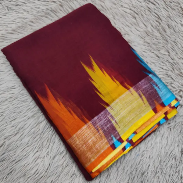 Linen Cotton Saree with Temple Border |SR33