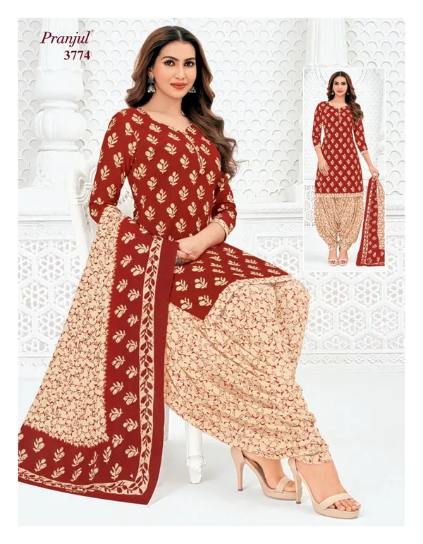 Pranjul Premium Cotton Stright Top patiyala Bottom with Dupatta | SW3774
