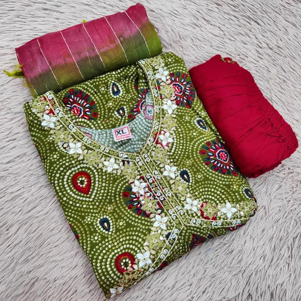Nayra Cut Kurti with Bottom & Dupatta | TS1842