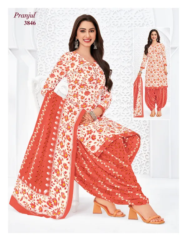 Pranjul Premium Cotton Stright Top Patiyala Bottom with Dupatta | SW3846